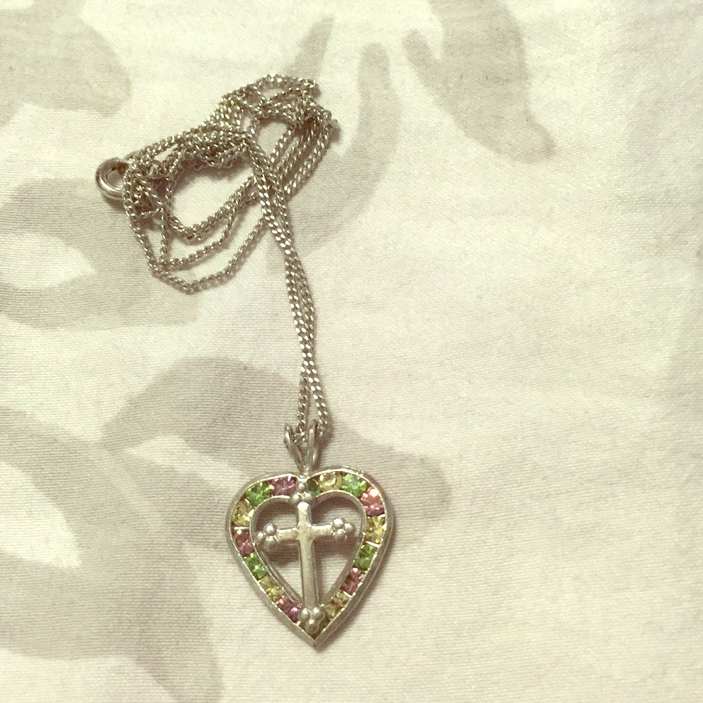 Multicolored cross necklace